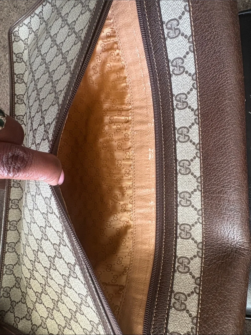 GUCCI VINTAGE Brown Patterned ATTACHE Briefcase Bag